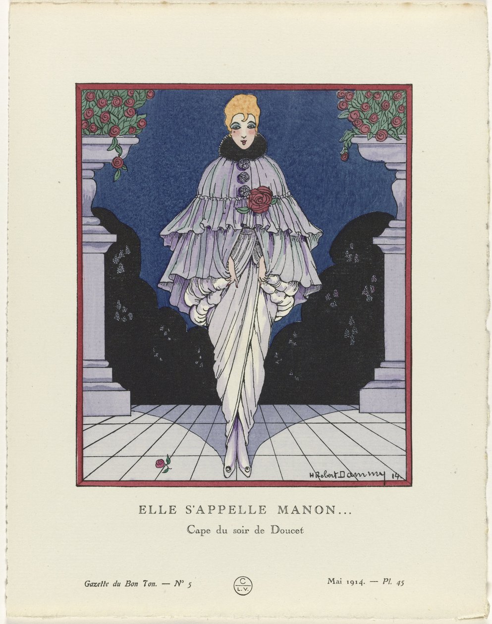 Gazette du Bon Ton, 1914 - nro 5, pl. 45: Hänen nimensä on Manon (...) / Doucet