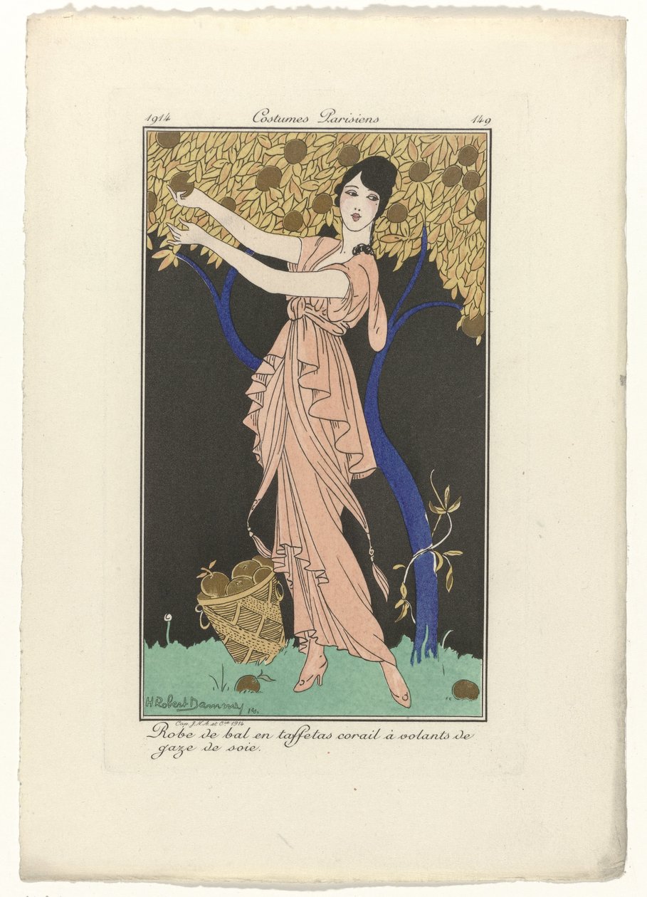 Journal des Dames et des Modes, Costumes Parisiens, 1914, nro 149: Juhlapuku (...) tekijältä H. Robert Dammy
