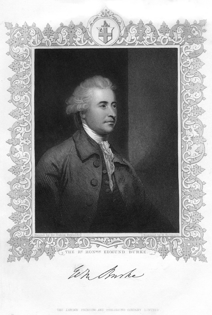 Edmund Burke, irlantilainen valtiomies, kirjailija, puhuja, poliittinen teoreetikko ja filosofi, 1800-luku. tekijältä H. Robinson
