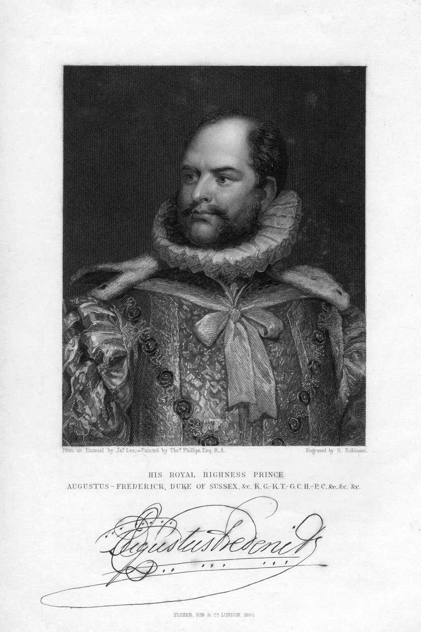 Prinssi Augustus Frederick, Sussexin herttua, 1840. tekijältä H. Robinson