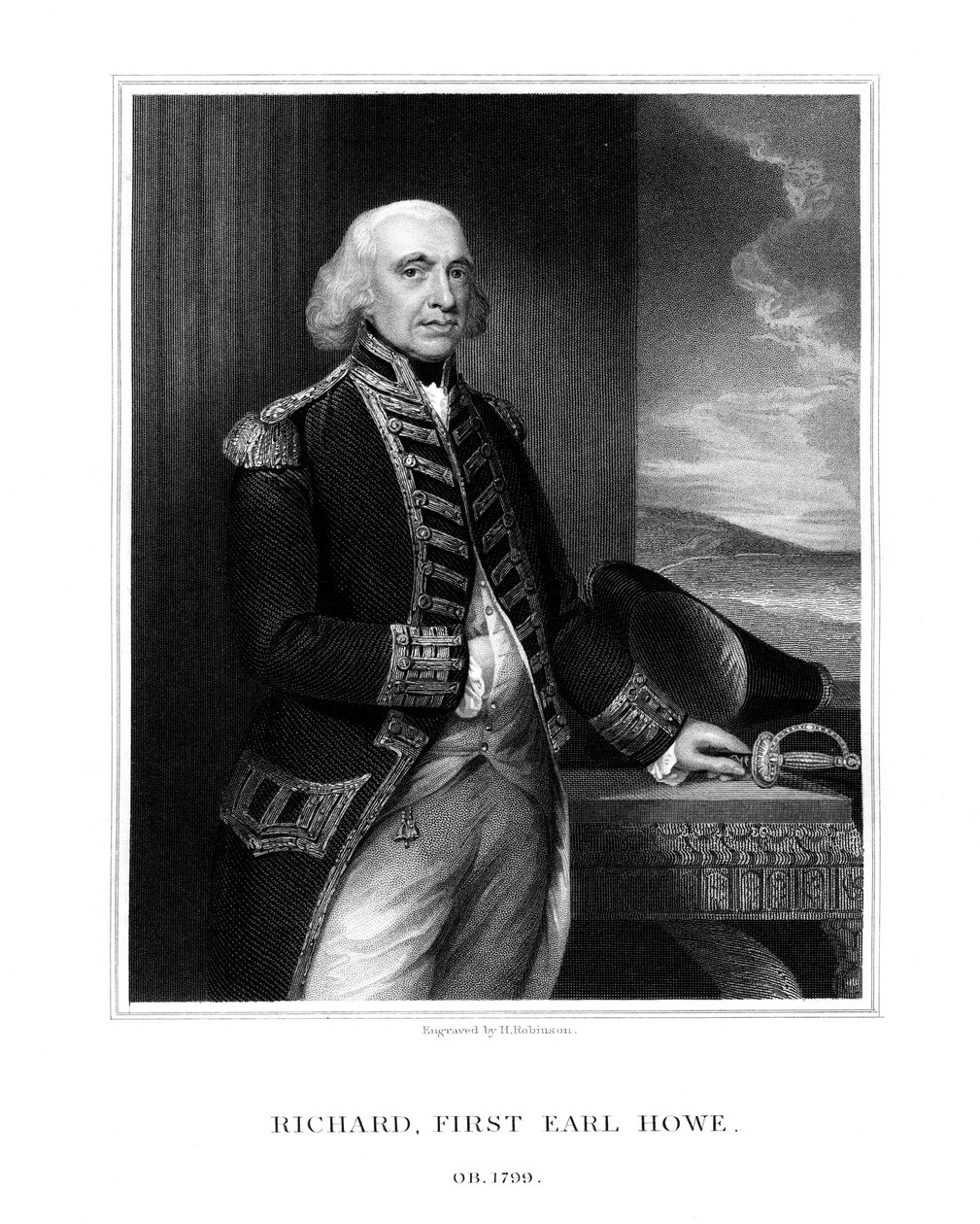 Richard Howe, 1. Earl Howe, Britannian amiraali, 1832. tekijältä H. Robinson