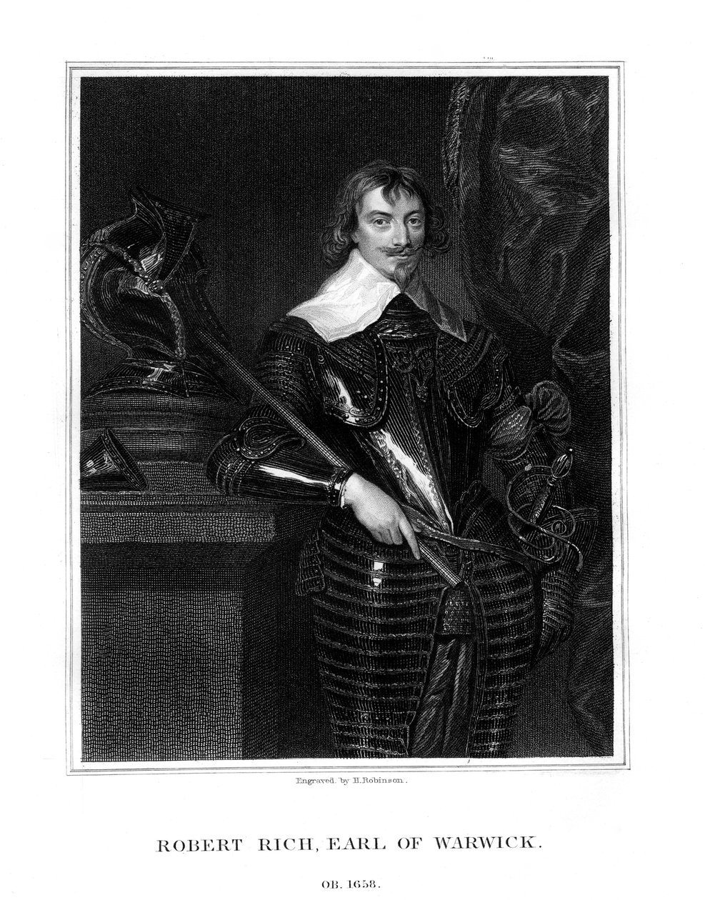 Robert Rich, Warwickin toinen jaarli, Englannin siirtomaavalvoja, 1827 tekijältä H. Robinson
