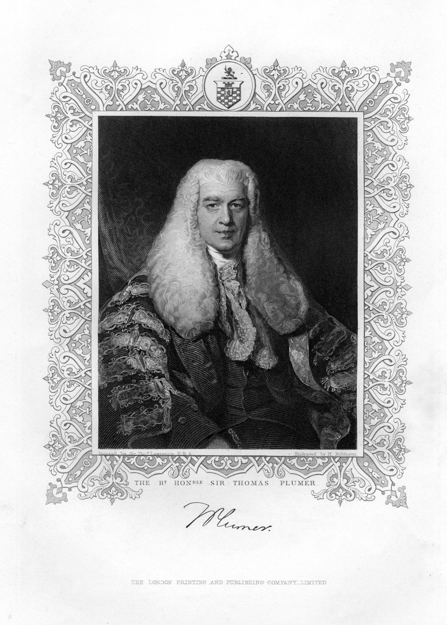 Sir Thomas Plumer 1753-1824, brittiläinen tuomari ja poliitikko, 1800-luku. tekijältä H. Robinson
