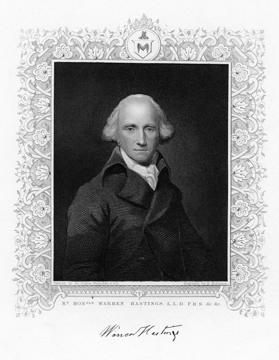 Warren Hastings, Brittiläisen Intian ensimmäinen kenraalikuvernööri 1800-luvulla. tekijältä H. Robinson