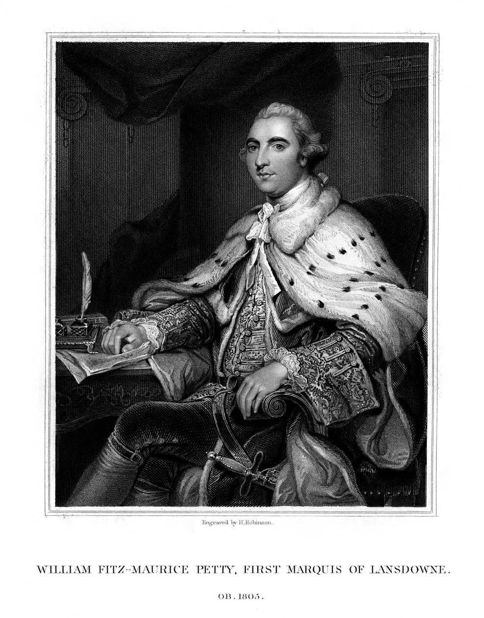 William Petty, Lansdownen ensimmäinen markiisi, brittiläinen Whig-valtiomies, 1832. tekijältä H. Robinson
