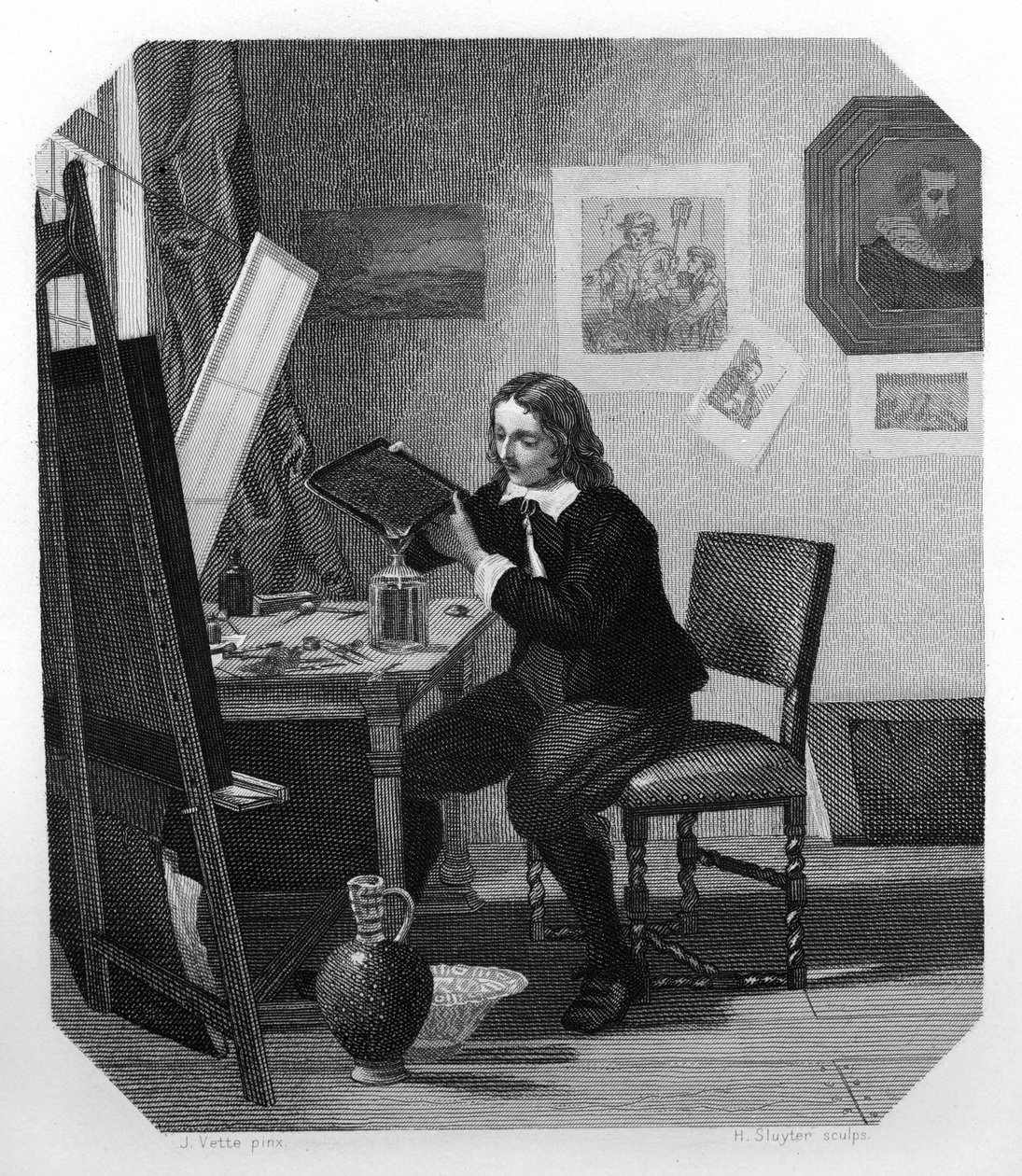 Cornelis Visscher, 1600-luvun hollantilainen kaivertaja, n. 1870 tekijältä H. Sluyter