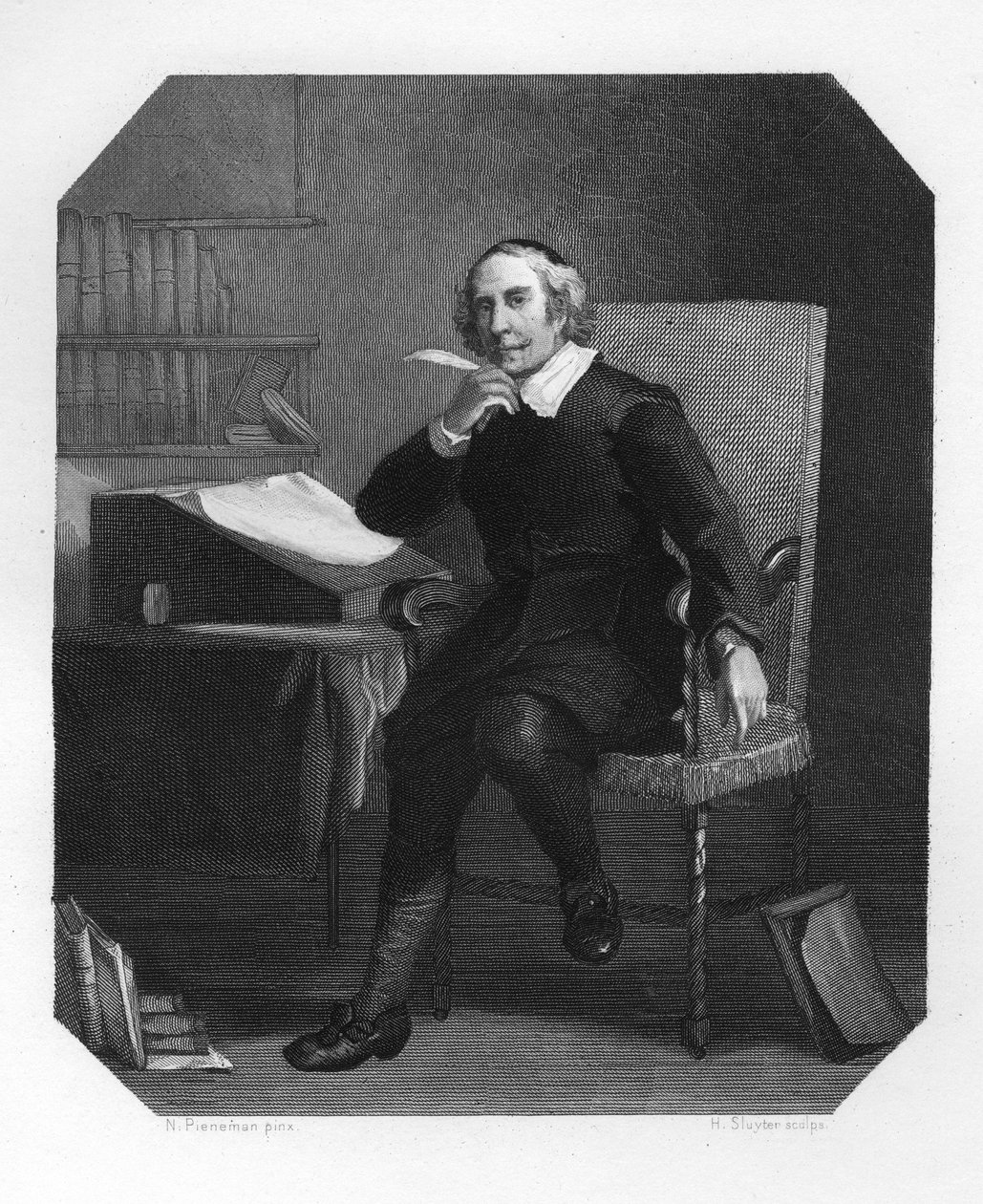 Joost van den Vondel, 1600-luvun hollantilainen runoilija ja näytelmäkirjailija, v. 1870. tekijältä H. Sluyter
