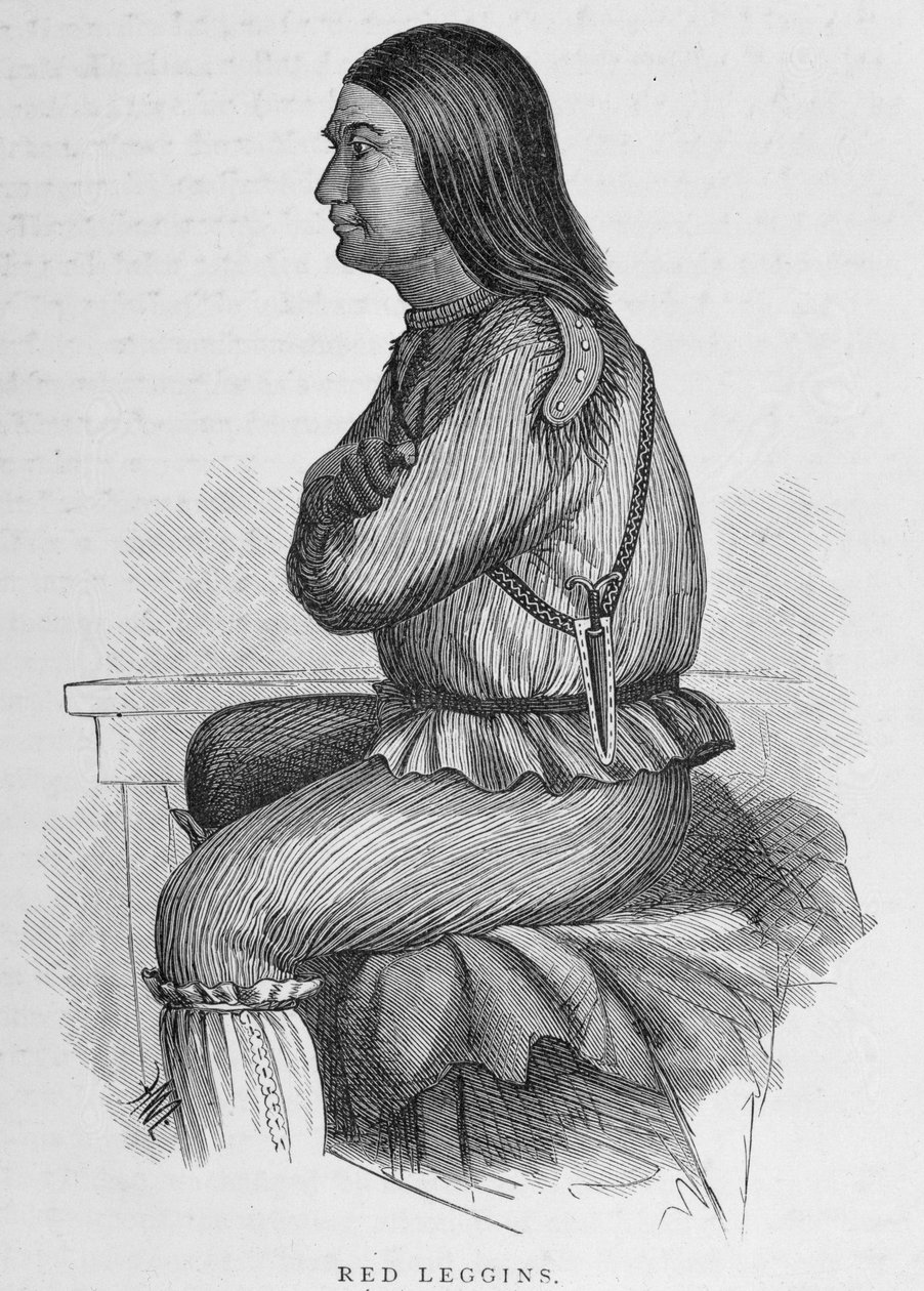 Red Leggins, Fort Yukonin päällikkö, "Alaska ja sen resurssit", William H. Dall, kaiverrus John Andrew, pub. 1870 tekijältä H. W., Elliot