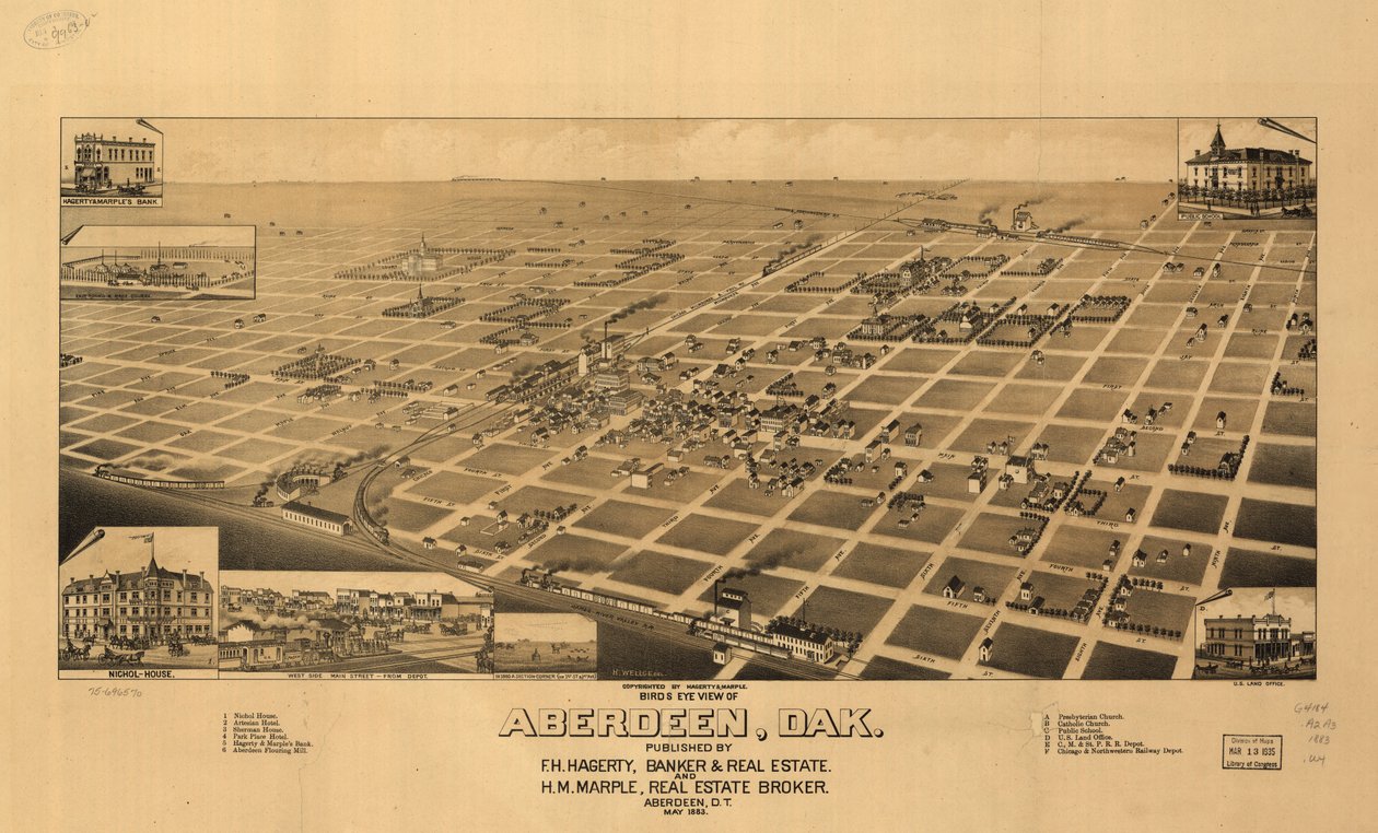 Aberdeenin lintuperspektiivistä, Dak. LOC 75696570 tekijältä H. Wellge