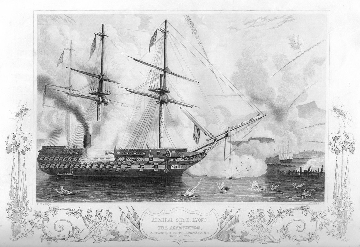 HMS Agamemnon hyökkää Constantinen linnakkeelle, 1854 1857. tekijältä H. Winkles