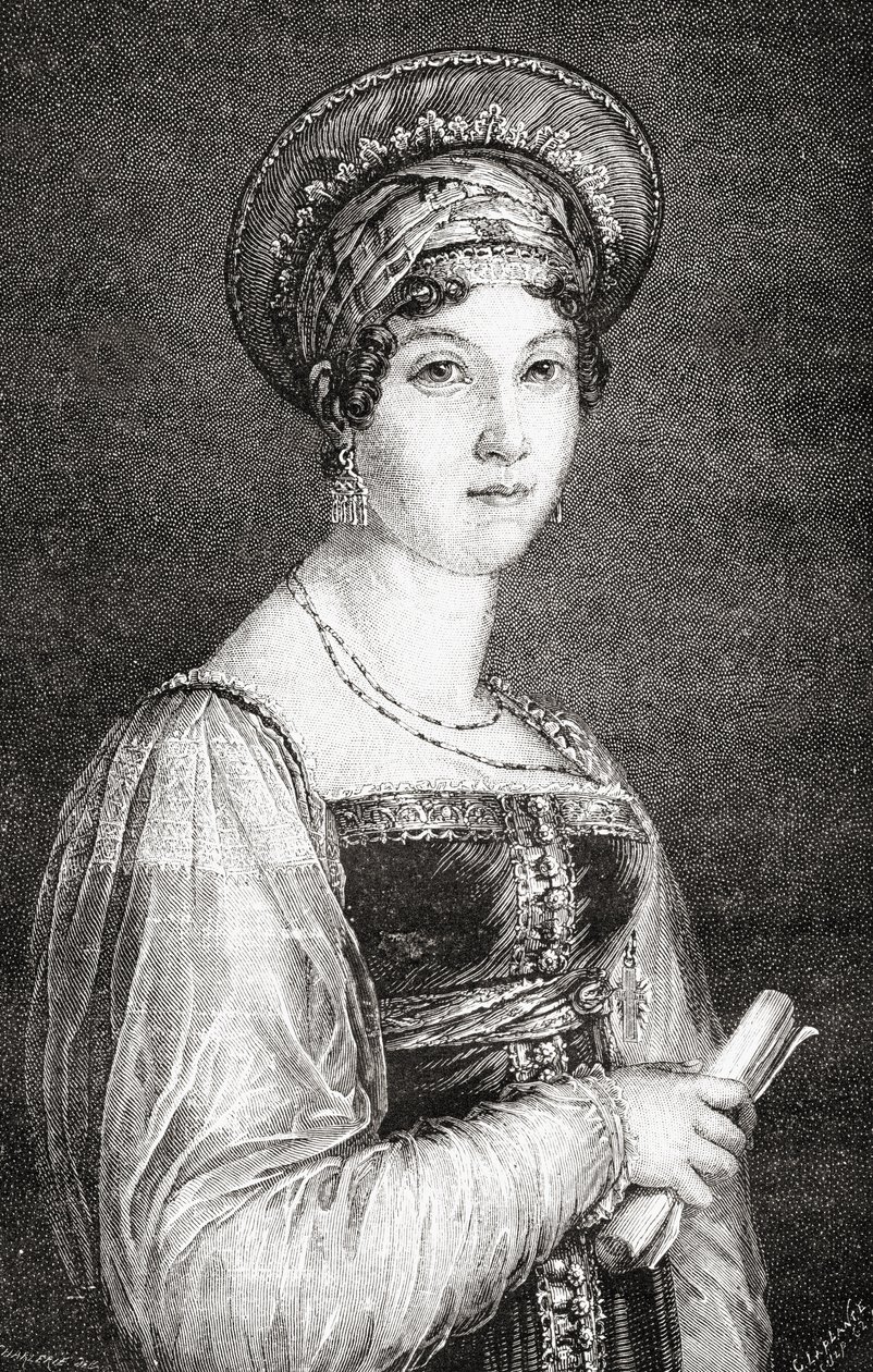 Mademoiselle Mars, kaiverrus La Plante, Louis Blancin (1811-82) "Histoire de la Revolution Francaisesta" tekijältä H. de la Charlerie
