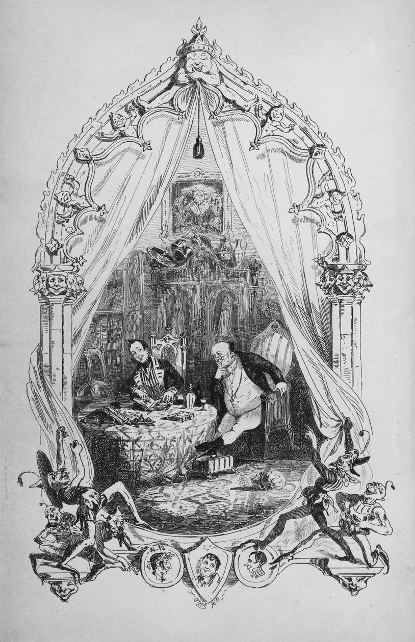 Kuvitus Charles Dickensin Pickwick Papersista, julkaistu 1837 tekijältä Hablot Knight Browne