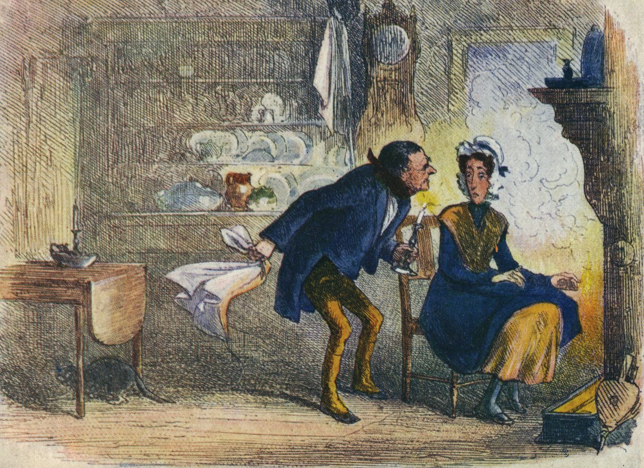 Dickensin maassa - Pikku Dorritin postikortti, 1907 tekijältä Hablot Knight Browne