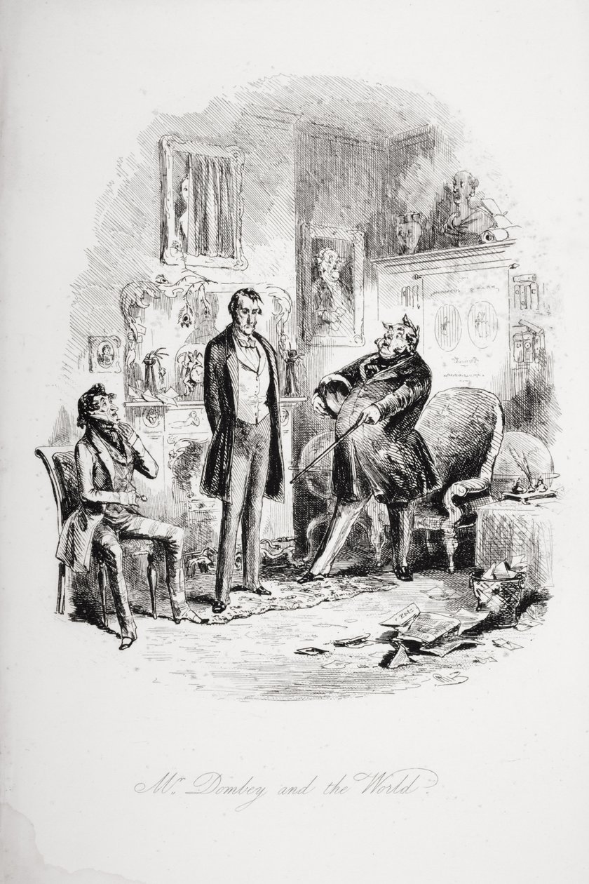 Mr. Dombey ja maailma, kuvitus Charles Dickensin (1812-70) teoksesta "Dombey and Son" julkaistiin ensimmäisen kerran 1848 tekijältä Hablot Knight Browne