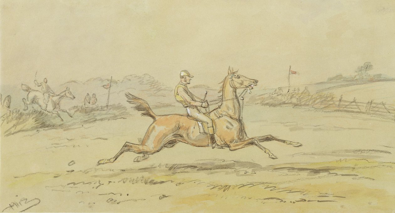 Point to Point Racing (grafiitti ja wc korotettu valkoisella paperilla) tekijältä Hablot Knight Browne