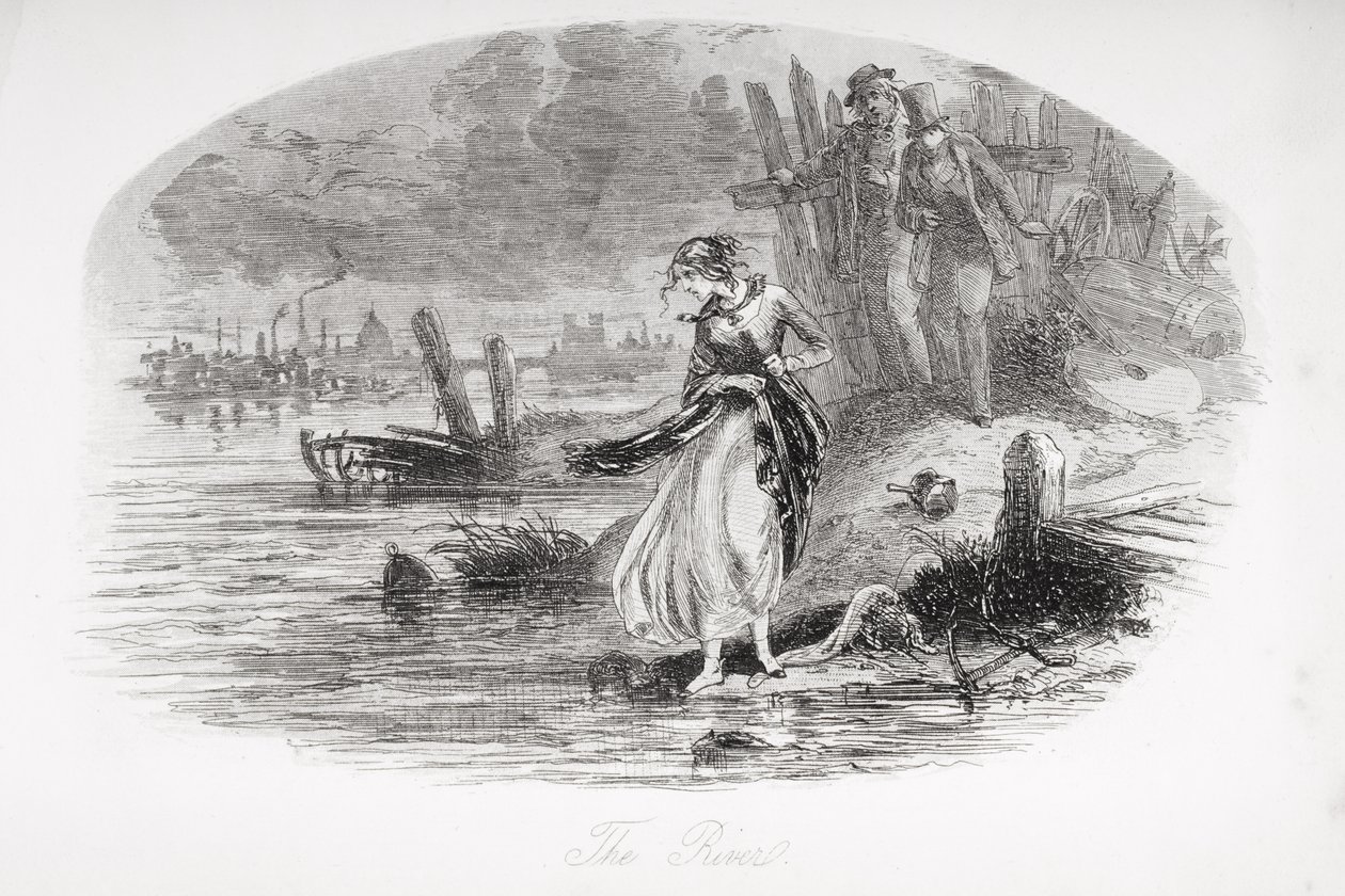 The River, kuvitus Charles Dickensin (1812-70) David Copperfieldistä, joka julkaistiin ensimmäisen kerran 1850 tekijältä Hablot Knight Browne