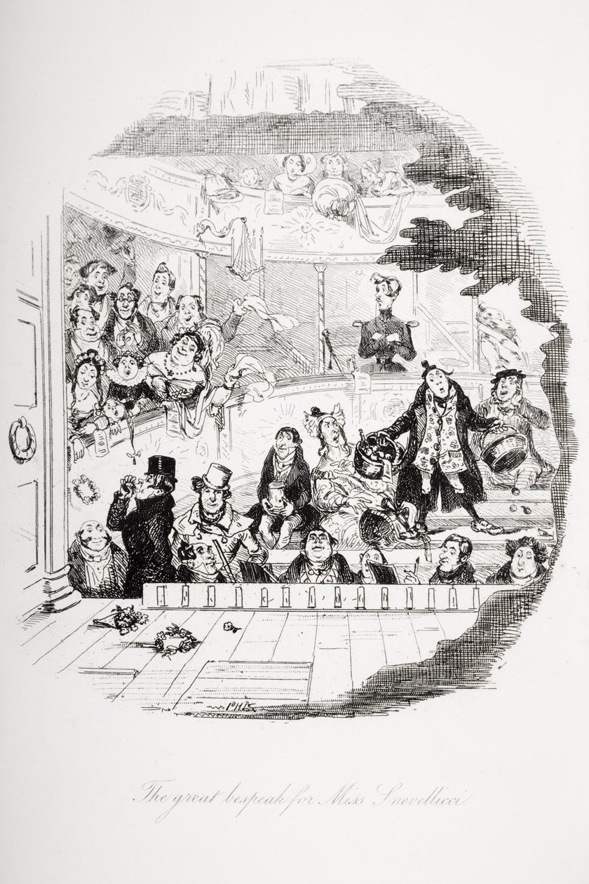 Suuri puheenvuoro neiti Snevelliccille, kuvitus Charles Dickensin (1812-70) Nicholas Nicklebystä, julkaistu 1839 tekijältä Hablot Knight Browne