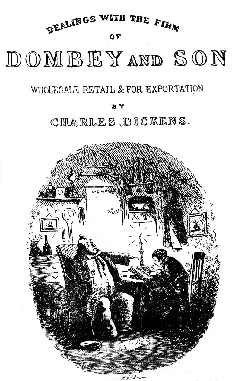 Charles Dickensin Dombey & Son. Nimilehti tekijältä Hablot Knight Browne