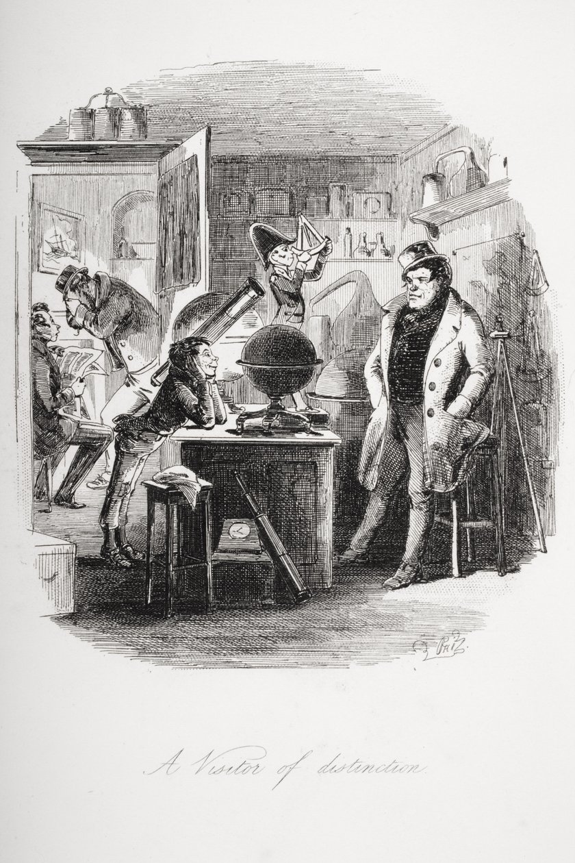 Erityinen vierailija, kuvitus Charles Dickensin (1812-70) "Dombey and Son" -julkaisusta, joka julkaistiin ensimmäisen kerran 1848 (litho) tekijältä Hablot Knight Browne
