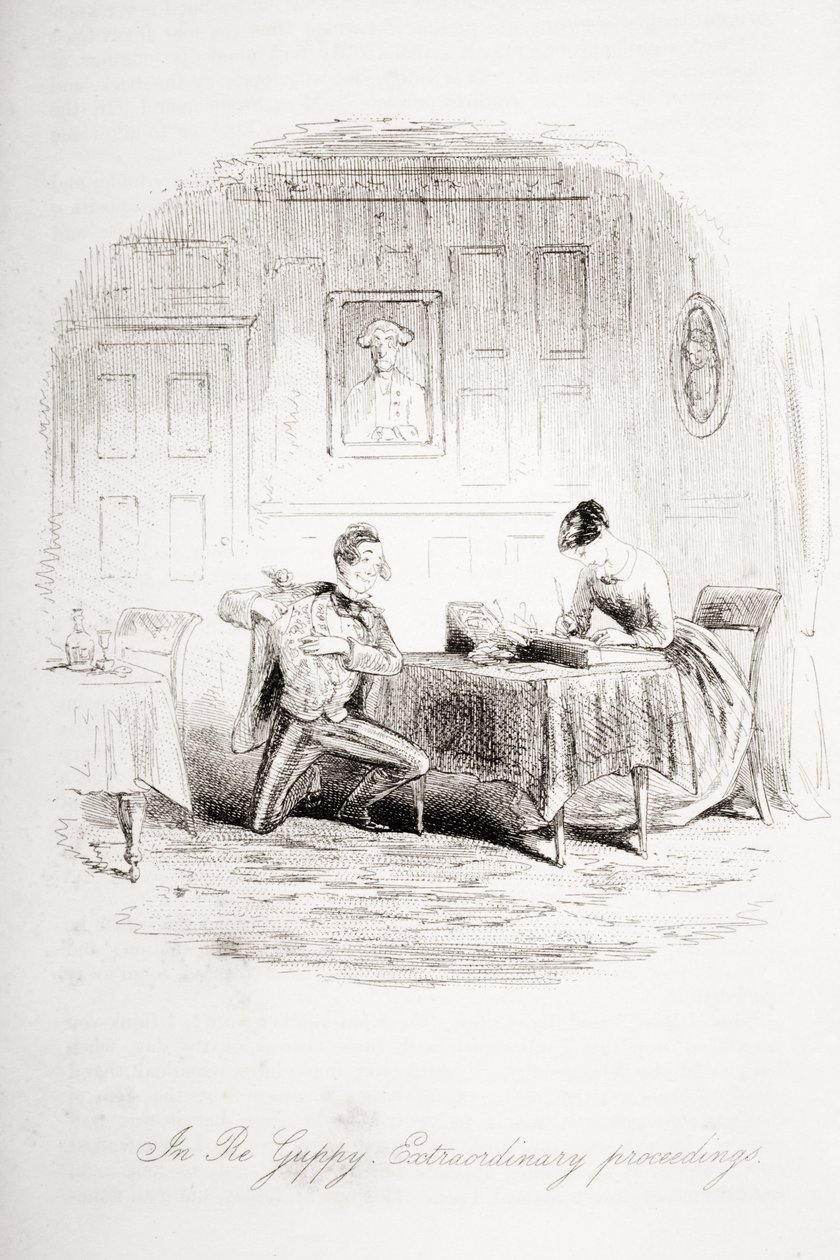 Re Guppyssa. Extraordinary Proceedings, kuvitus Charles Dickensin (1812-70) 