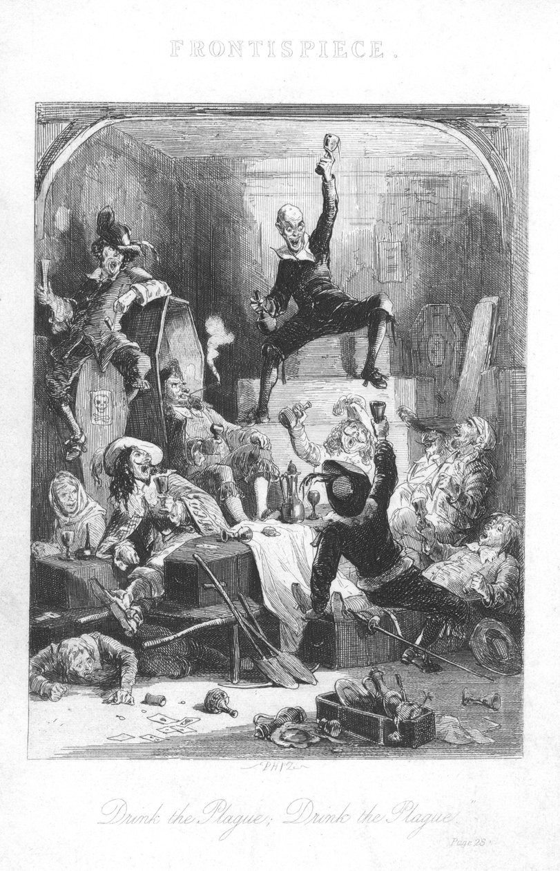 Kohtaus William Harrison Ainsworthin elokuvasta Old St Pauls, 1855 tekijältä Hablot Knight Browne