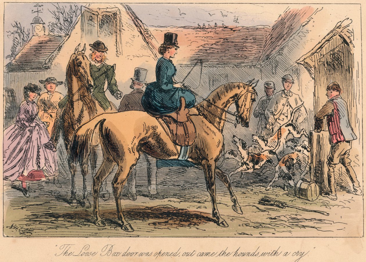 "Rakkauslaatikon ovi avattiin, koirat tulivat itkemään", 1865 tekijältä Hablot Knight Browne