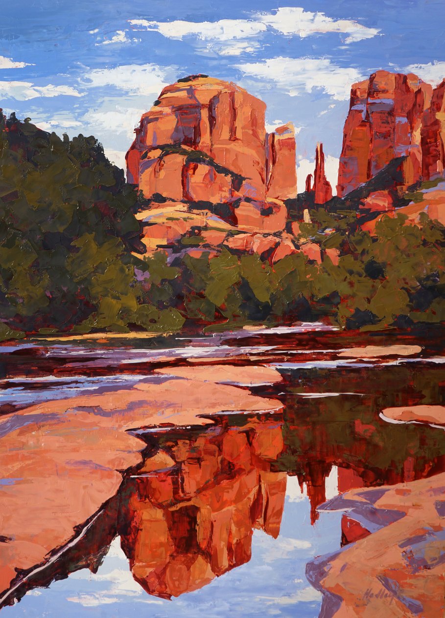 Heijastus, Sedona, n.2024 (öljy paneelille) tekijältä Hadley Rampton