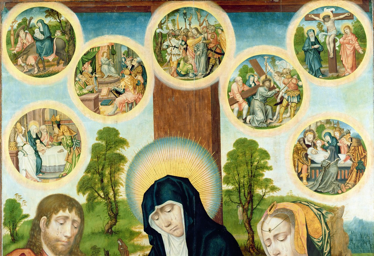 Kuolleen Kristuksen valitus, n. 1520 (yksityiskohta) (katso 150818 ja 150819) tekijältä Hamburg Master