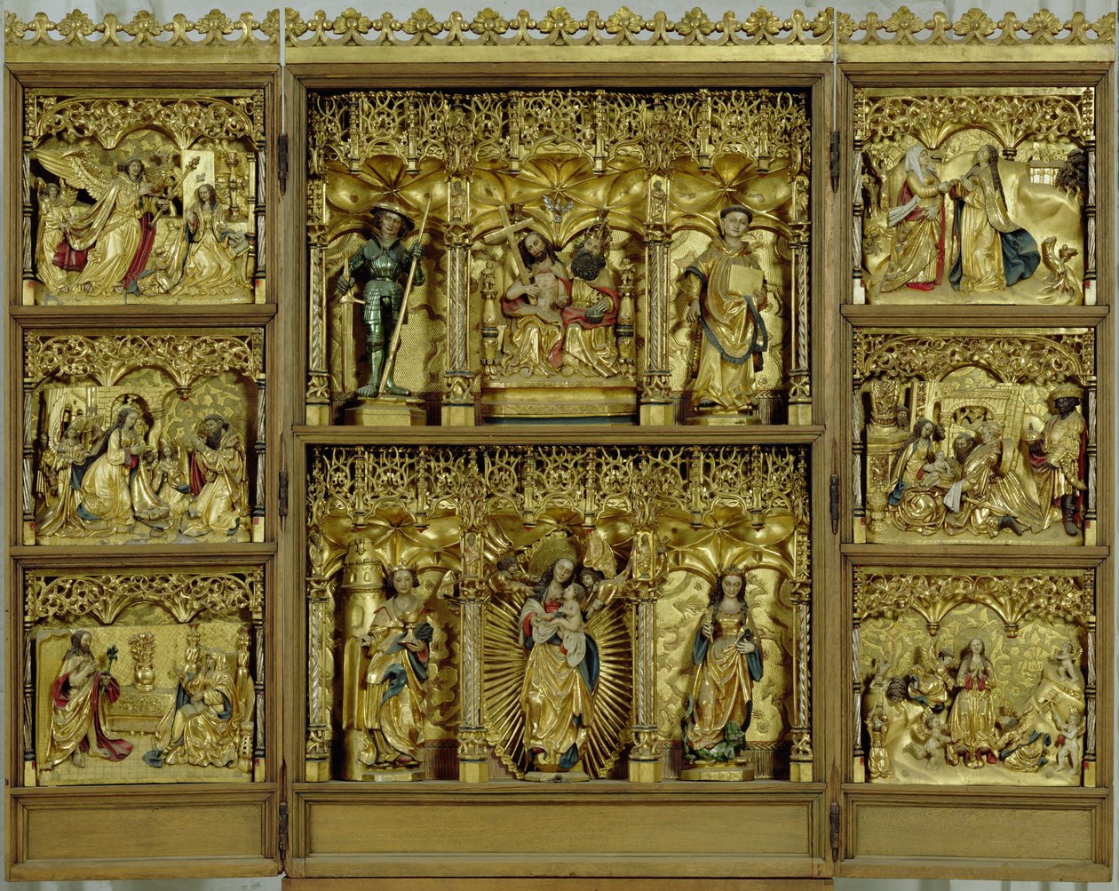 Bottcheramtesin kolminaisuuden alttari, 1512-20 (veistetty ja kullattu tammi) tekijältä Hamburg Workshop
