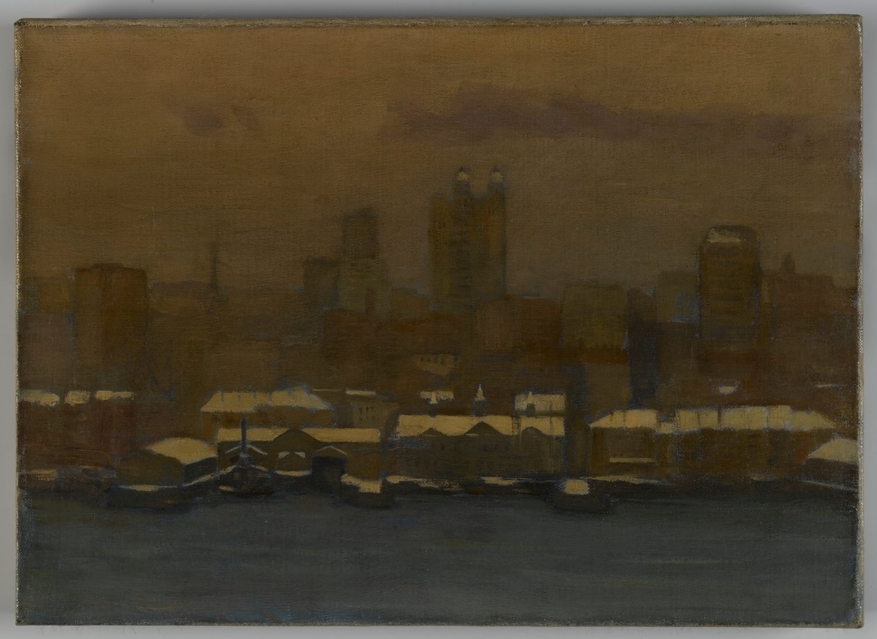 River Front, New York talvella, n. 1912 tekijältä Hamilton Easter Field