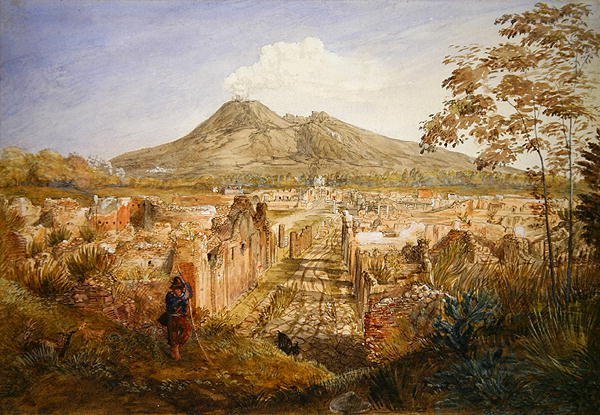 Pompei, hautojen kadut (akvarelli kynällä paperille) tekijältä Hannah Palmer