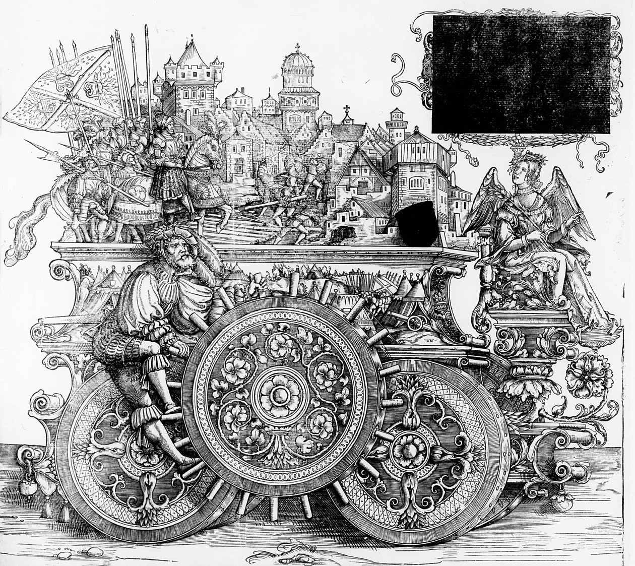 Kohtaus Maximilianin voittokulkueesta, n. 1516-18 tekijältä Hans Burgkmair