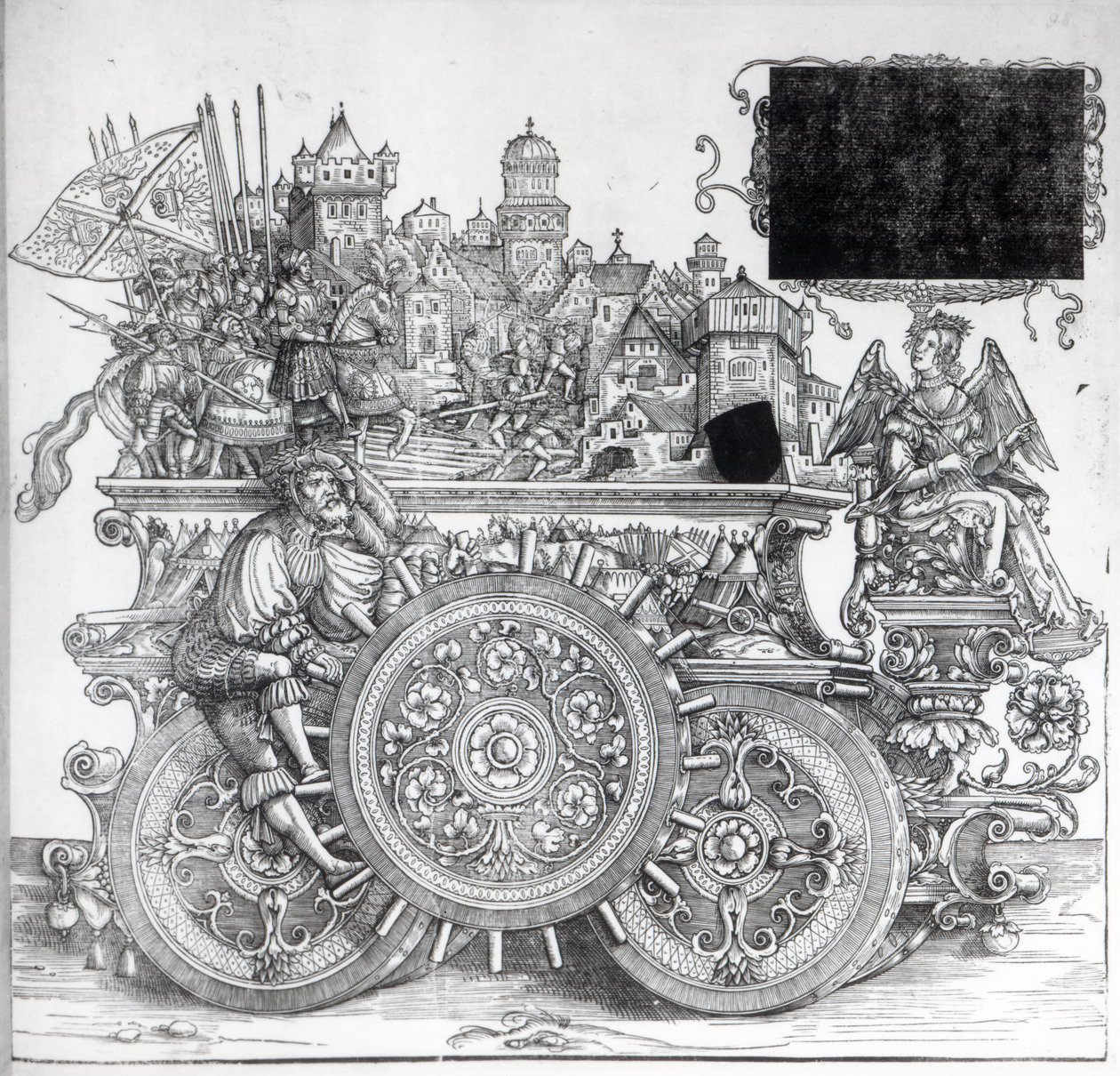 Kohtaus Maximilianin voittokulkueesta, n. 1516-18 tekijältä Hans Burgkmair