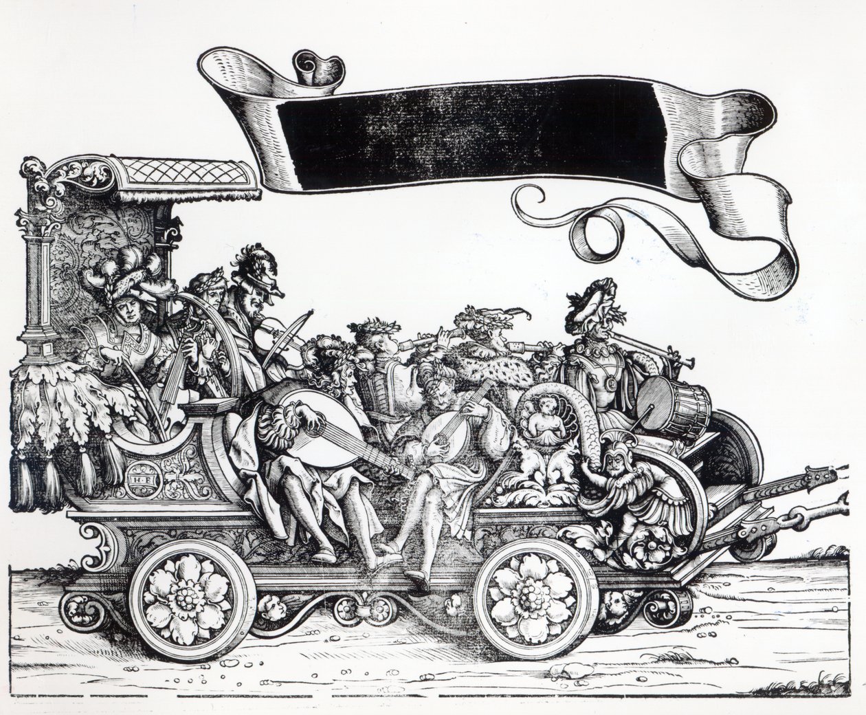 Kohtaus Maximilianin voittokulkueesta, n. 1516-18 tekijältä Hans Burgkmair