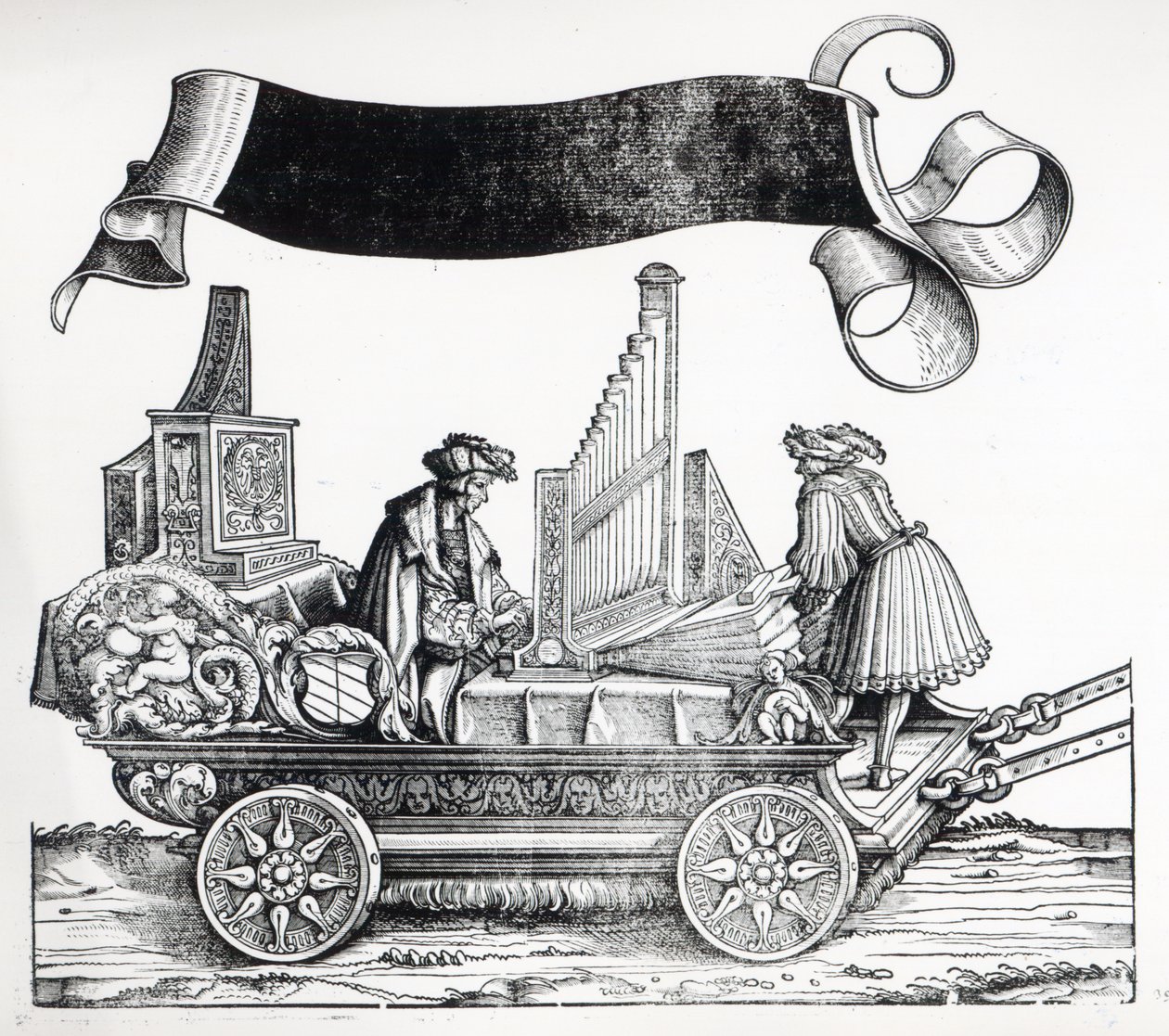 Kohtaus Maximilianin voittokulkueesta, n. 1516-18 tekijältä Hans Burgkmair