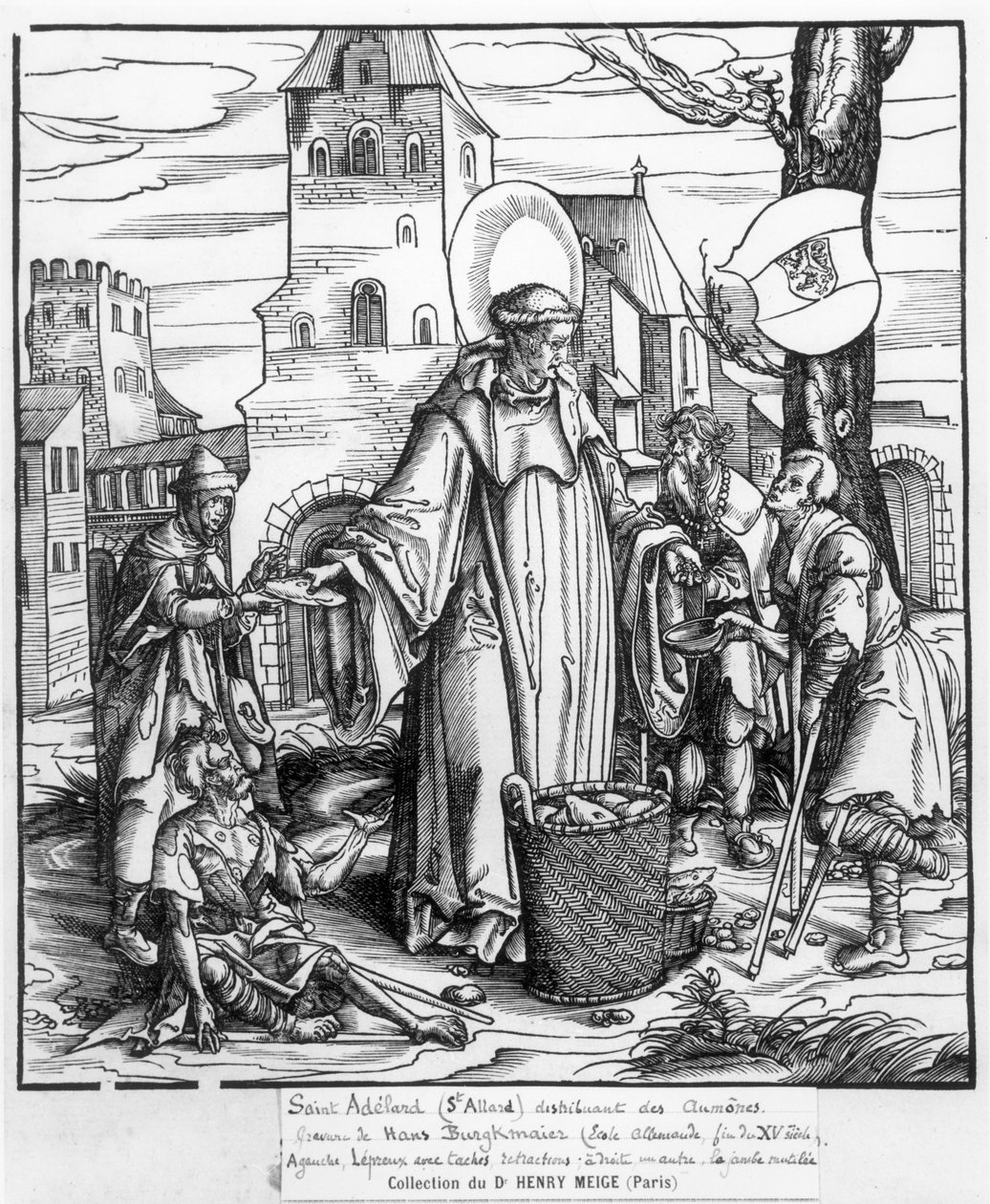 St. Adelard (n.752-827) jakaa almuja tekijältä Hans Burgkmair