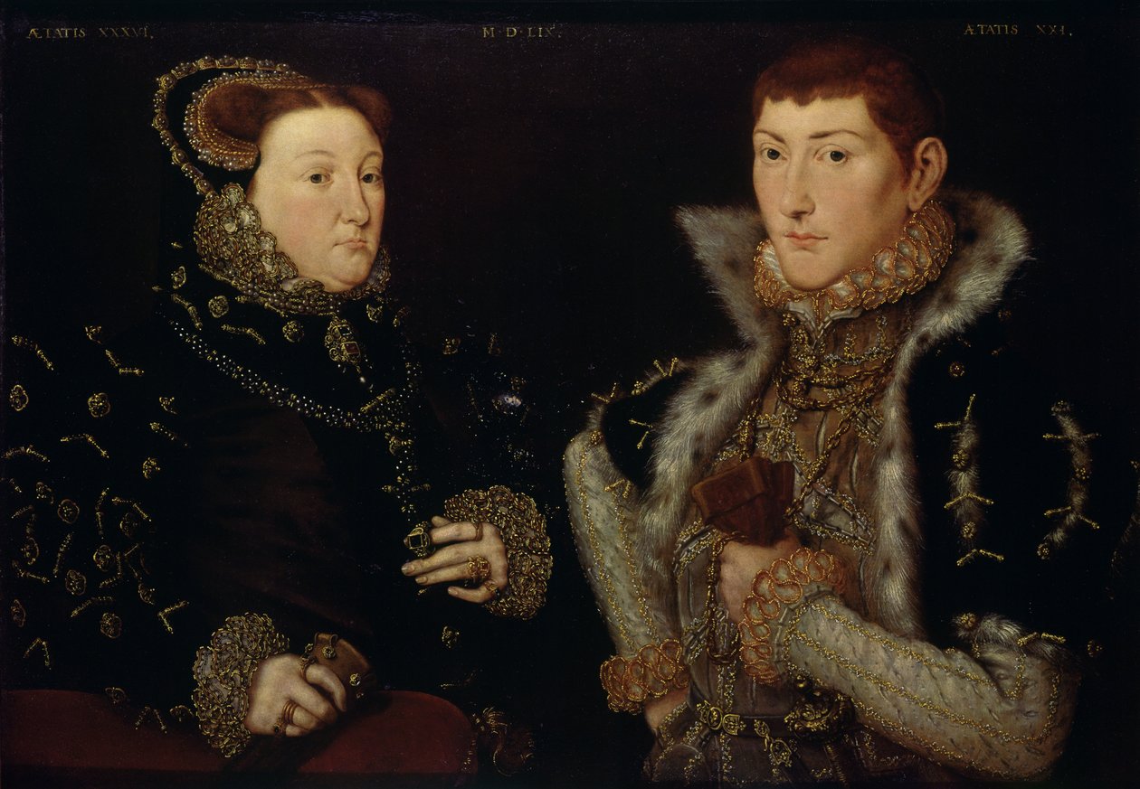Lady Mary Nevill ja hänen poikansa Gregory Fiennes, 1559 tekijältä Hans Eworth