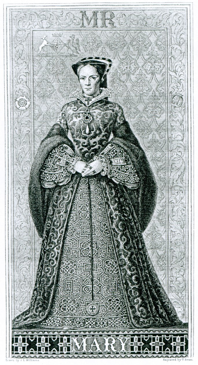 Queen Mary I kaiverrettu T.Brown tekijältä Hans Eworth