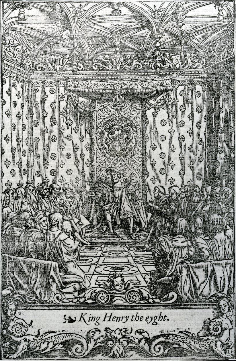 Kuningas Henry 8, kuvitus Edward Hallin teoksesta The Union of the Two Noble and Illustre Families of Lancaster and York, printti Jacob Faber, julkaistu 1548 tekijältä Hans Holbein der Jüngere
