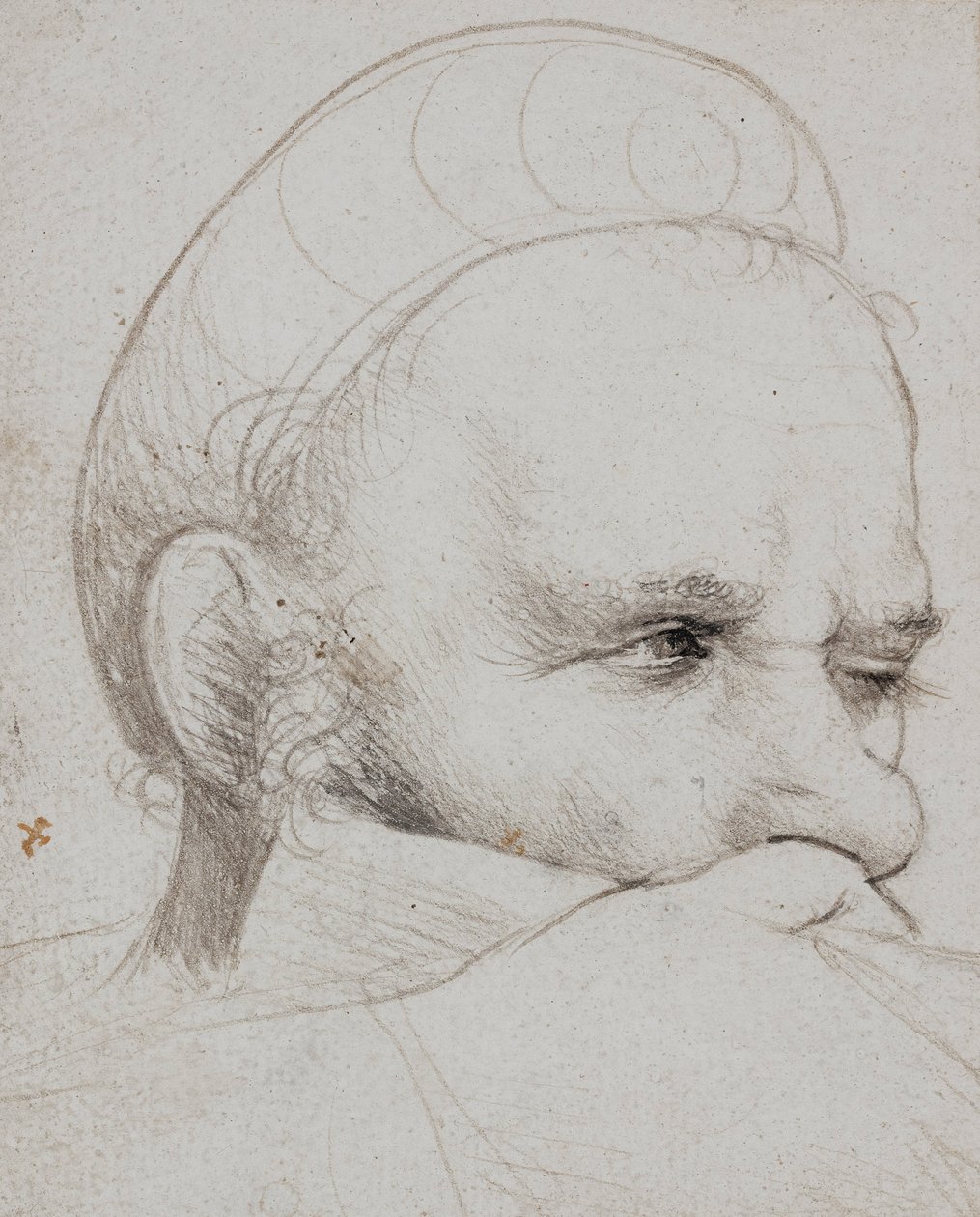 Jousimiehen pää tavoittelemassa tekijältä Hans Holbein the Elder