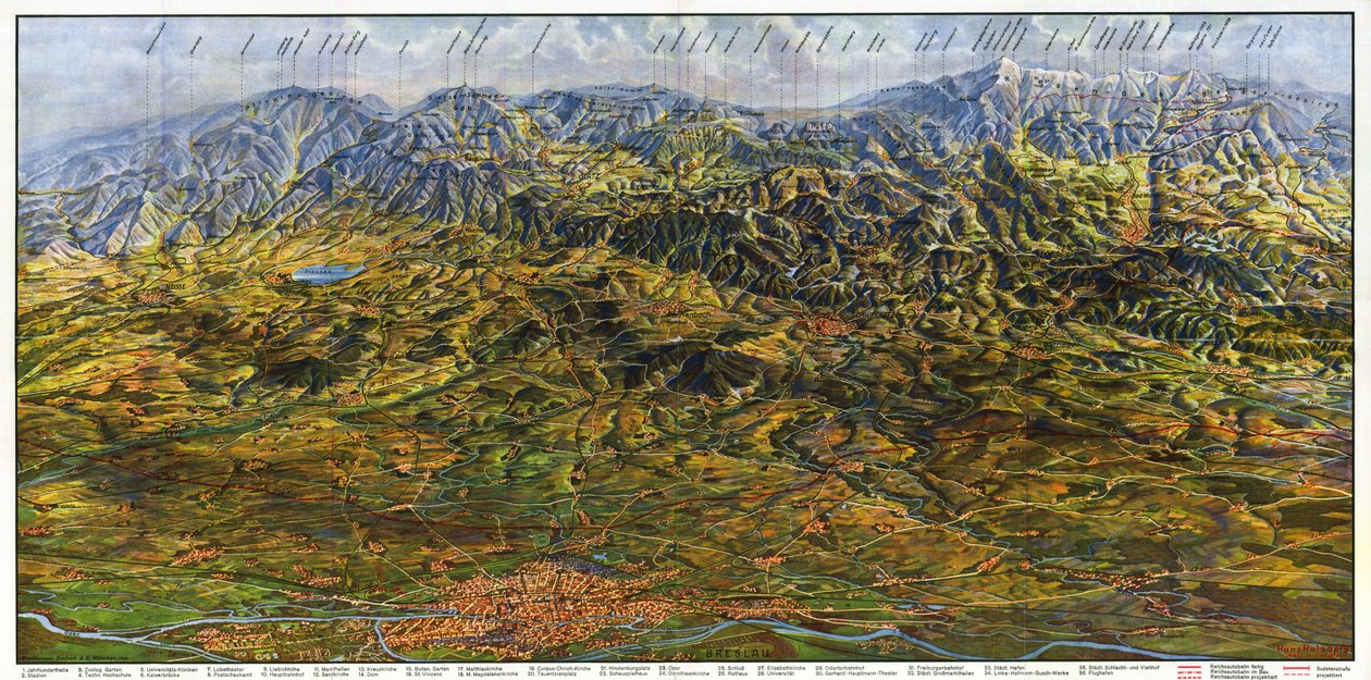 Panoraama Ala -Sleesiasta ja Sudetesista tekijältä Hans Holzapfel