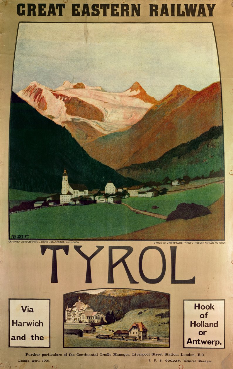 Juliste, joka mainostaa Great Eastern Railwayä, 1906 tekijältä Hans J. Weber