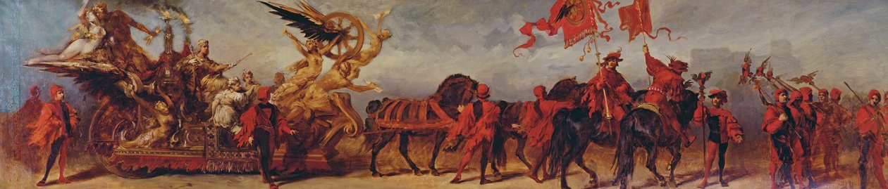 Suunnitelma keisari Franz Joosefin juhlakulkueeseen: Rautatietyöläiset, 1879. tekijältä Hans Makart