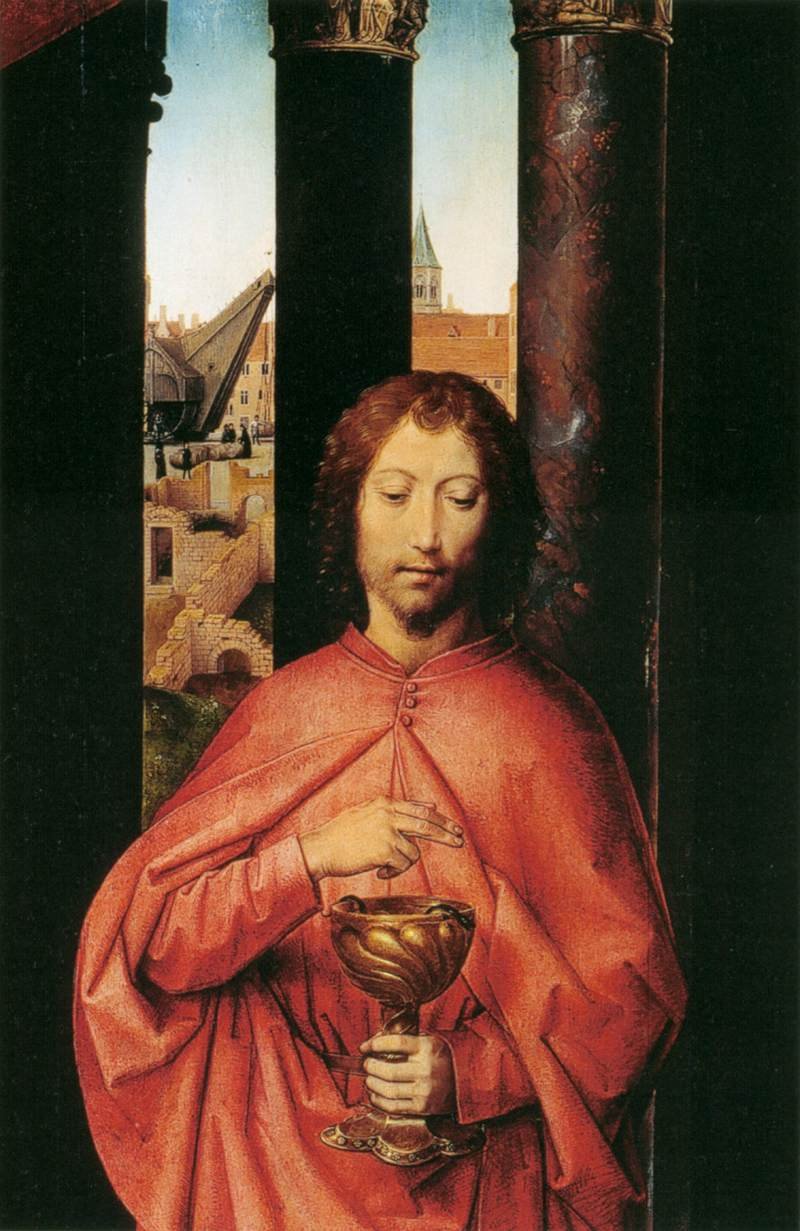 Pyhän Johanneksen alttaritaulun yksityiskohta tekijältä Hans Memling