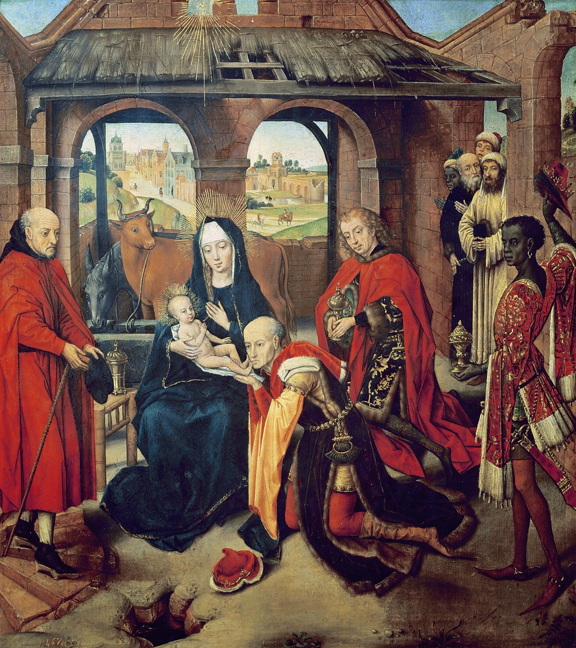 Magien palvonta (tempera paneelissa) tekijältä Hans Memling