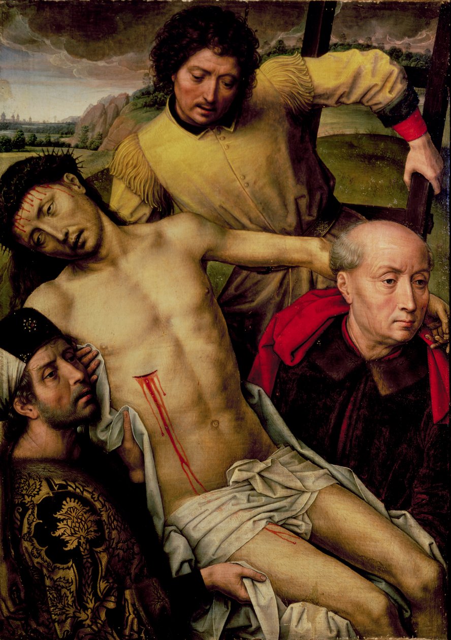 Laskeutuminen ristiltä, vasen paneeli Deposition Diptyykistä, n. 1492-94 tekijältä Hans Memling