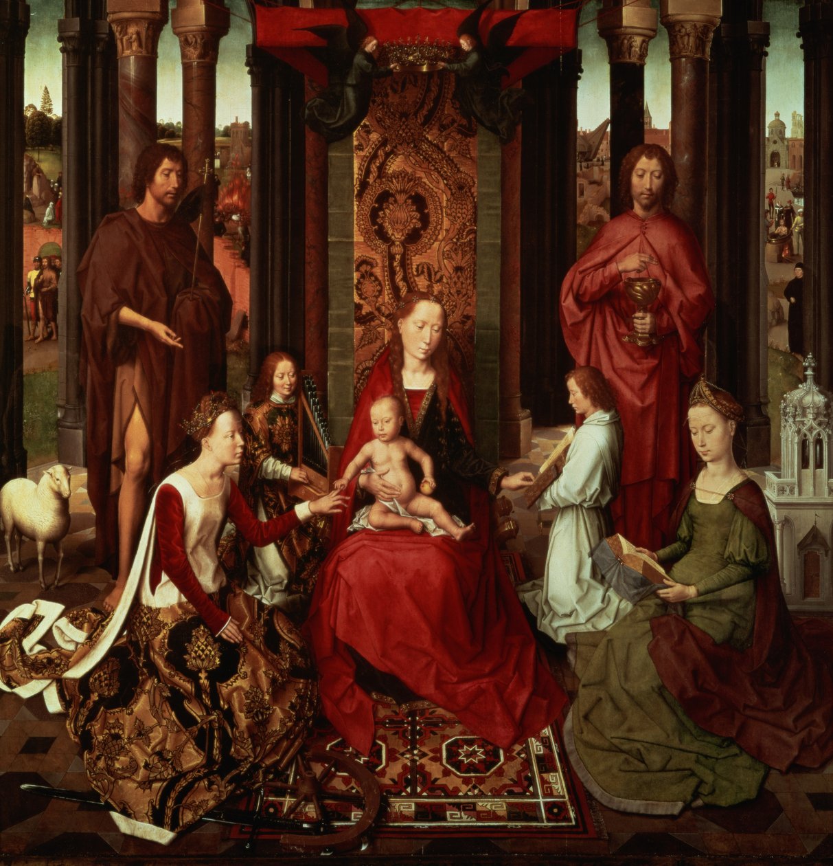 Pyhän Katariinan ja muiden pyhien mystinen avioliitto tekijältä Hans Memling