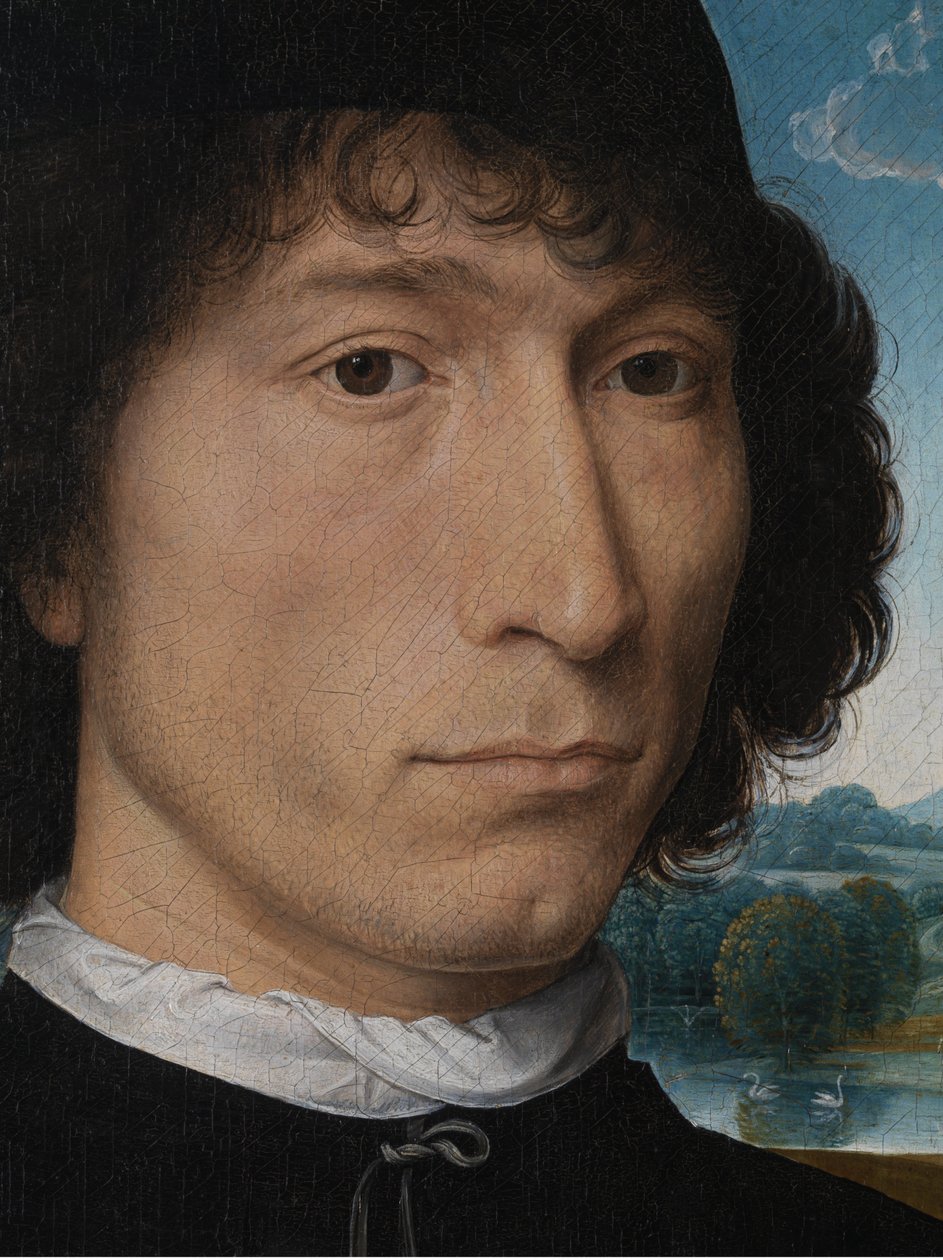 Porträt eines Mannes mit einer antiken Münze tekijältä Hans Memling