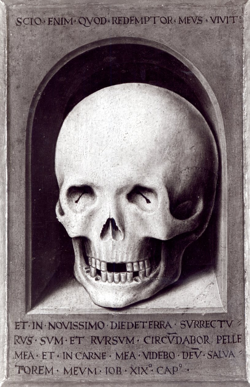 Kallo, oikeanpuoleisen paneelin kääntöpuoli, Triptyykki maallisesta turhamaisuudesta ja jumalallisesta pelastuksesta, n.1485 tekijältä Hans Memling