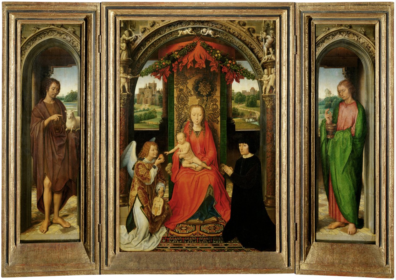 Pieni triptyykki Johannes Kastajan kuvasta tekijältä Hans Memling